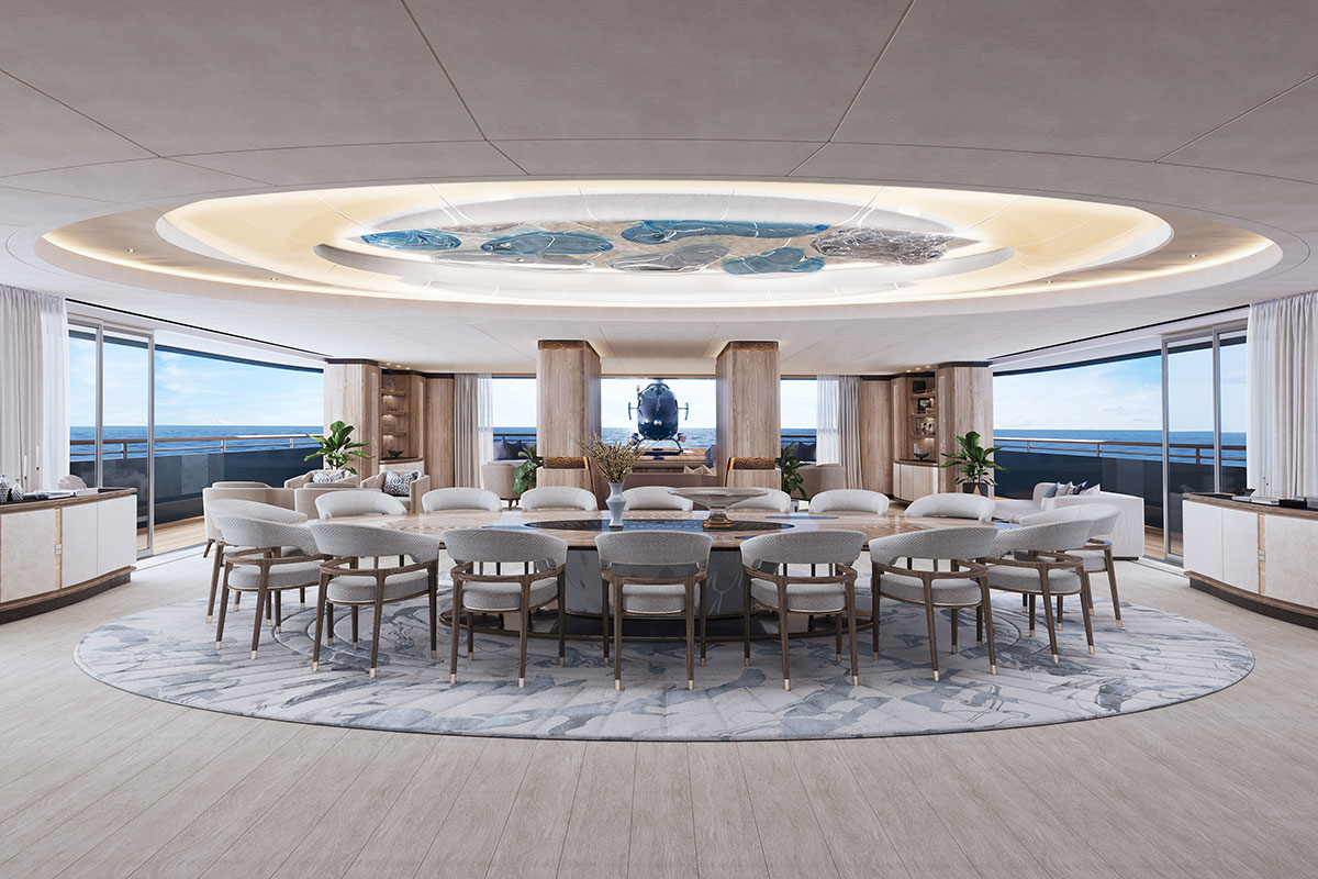 Theodoros Fotiadis Yacht and Marine Designer – Interior of a Yacht with a large table
