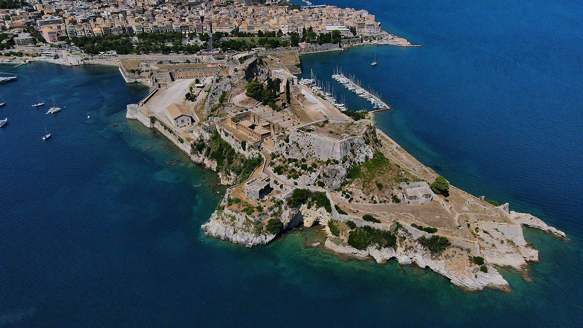 Sailing to Greece - The Old Fortress of Corfu sits atop a peninsular out of the town of Corfu